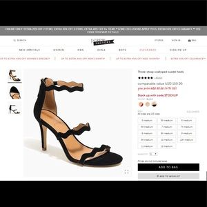 Three strapped scalloped suede heels